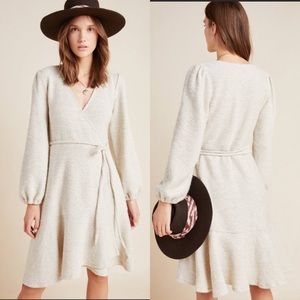 Anthropologie Cream Wrap Dress